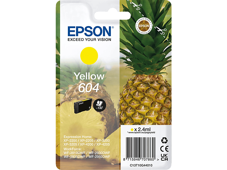 EPSON 604 Singlepack Tintenpatrone Gelb (C13T10G44010) von EPSON