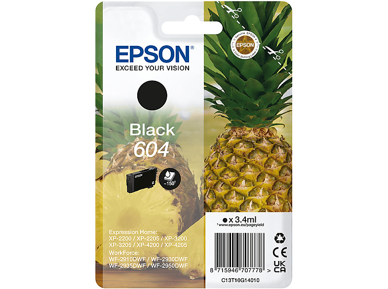 EPSON Ananas, 604 Tintenpatrone Schwarz (C13T10G14010) von EPSON