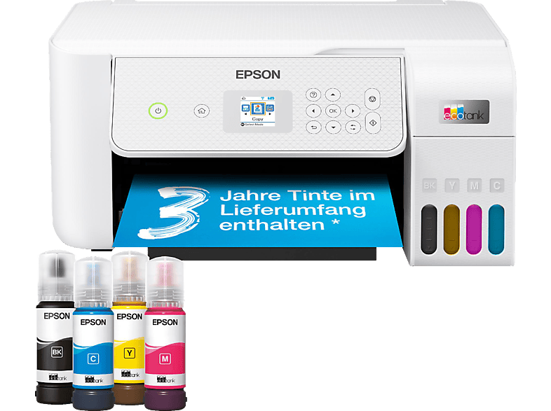 EPSON EcoTank ET-2876 - nachfüllbarer 3-in-1 Tintentankdrucker inkl. Tinte, WiFi, Apple AirPrint, Epson SmartPanel App Multifunktionsdrucker von EPSON