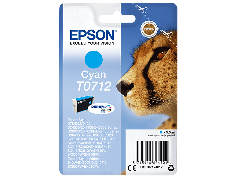 EPSON Original Tintenpatrone Cyan (C13T07124012) von EPSON