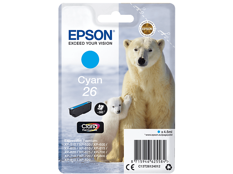 EPSON Original Tintenpatrone Cyan (C13T26124012) von EPSON