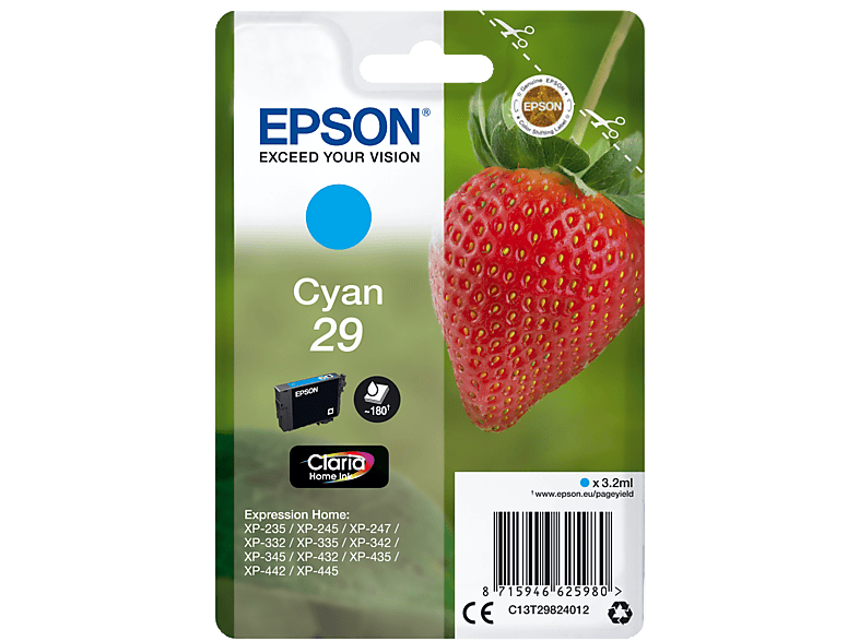 EPSON Original Tintenpatrone Cyan (C13T29824012) von EPSON