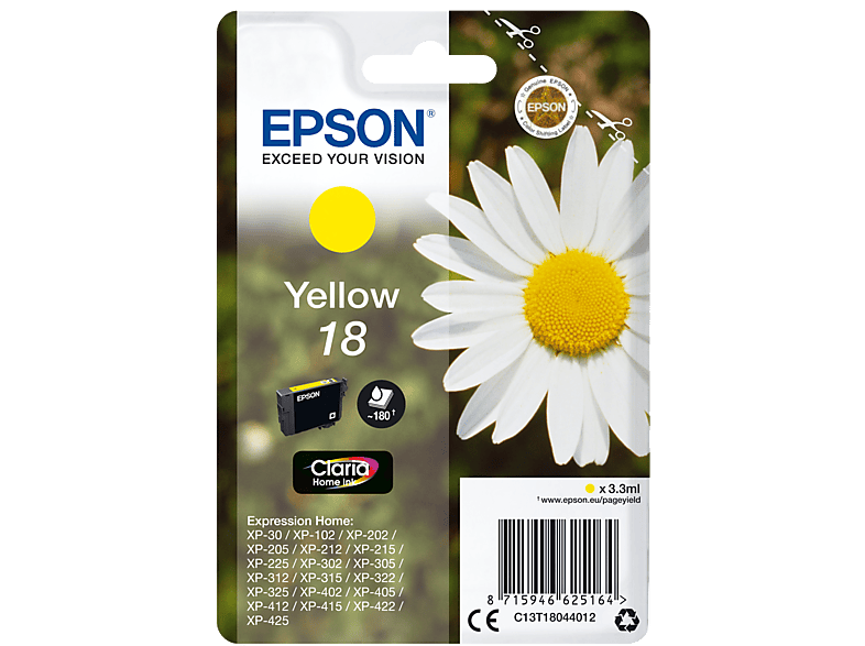 EPSON Original Tintenpatrone Gelb (C13T18044012) von EPSON