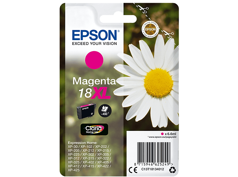 EPSON Original Tintenpatrone Magenta (C13T18134012) von EPSON