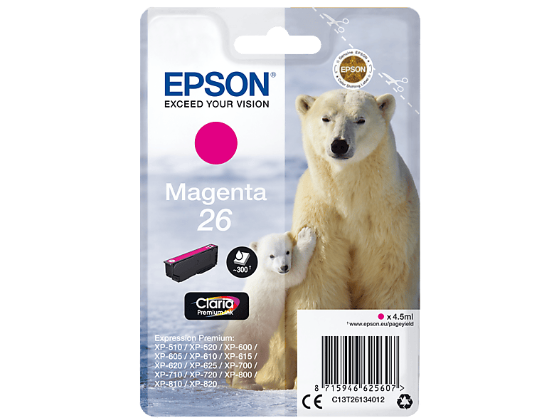 EPSON Original Tintenpatrone Magenta (C13T26134012) von EPSON