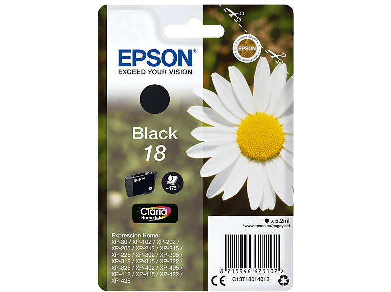 EPSON Original Tintenpatrone Schwarz (C13T18014012) von EPSON