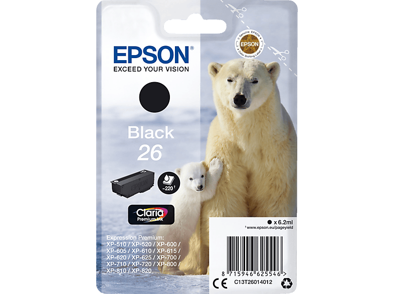 EPSON Original Tintenpatrone Schwarz (C13T26014012) von EPSON