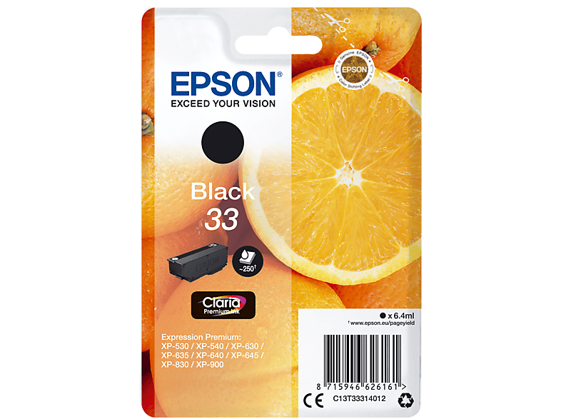 EPSON Original Tintenpatrone Schwarz (C13T33314012) von EPSON