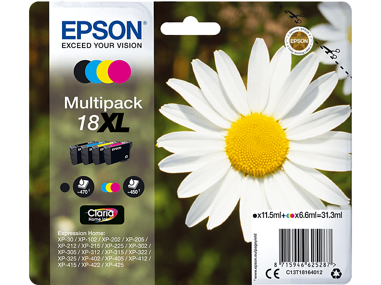 EPSON Original Tintenpatrone mehrfarbig (C13T18164012) von EPSON