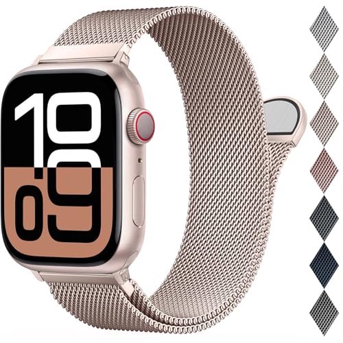EPULY Milanaise Ersatzarmband Kompatibel mit Apple Watch Armband 46mm 45mm 44mm 42mm 49mm 41mm 40mm 38mm, Magnetische Metall Edelstahl Armbänder für iWatch Series 10 9 8 7 6 5 4 3 SE Ultra 2 1 von EPULY
