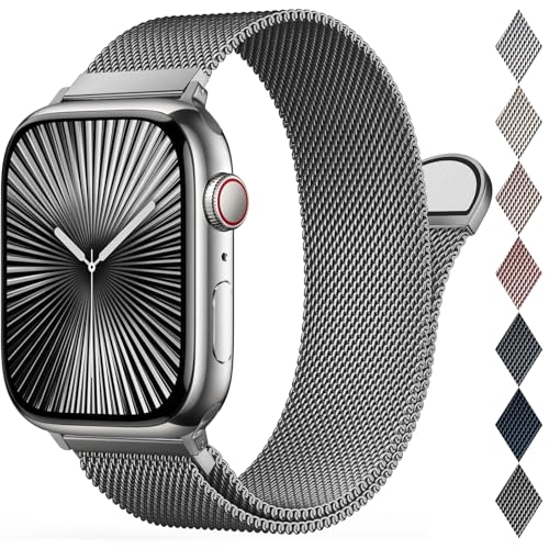 EPULY Milanaise Ersatzarmband Kompatibel mit Apple Watch Armband 46mm 45mm 44mm 42mm 49mm 41mm 40mm 38mm, Magnetische Metall Edelstahl Armbänder für iWatch Series 10 9 8 7 6 5 4 3 SE Ultra 2 1 von EPULY