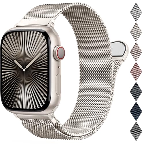 EPULY Milanaise Ersatzarmband Kompatibel mit Apple Watch Armband 46mm 45mm 44mm 42mm 49mm 41mm 40mm 38mm, Magnetische Metall Edelstahl Armbänder für iWatch Series 10 9 8 7 6 5 4 3 SE Ultra 2 1 von EPULY