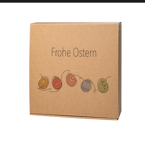 Geschenkkarton natur Eiertanz Frohe Ostern, 10 Stück von EPVerpackungen