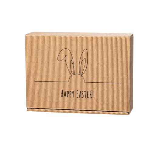 Geschenkkarton natur Rabbit Happy Easter, 10 Stück von EPVerpackungen
