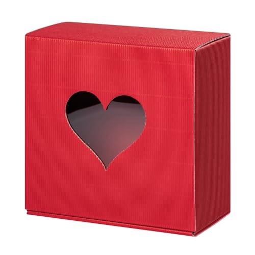 Geschenkkarton rot mit Sichtfenster HEART, 10 Stück von EPVerpackungen