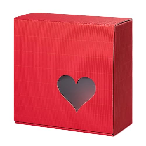 Geschenkkarton rot mit Sichtfenster HEART, 10 Stück von EPVerpackungen