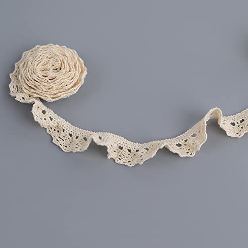 Spitzenband, dekoratives Spitzenband, 10 Yard Vintage elastisches Spitzenband Baumwolle dekoratives Band Spitzenbesatz Häkelband Spitzenbordüre(Apricot) von EQEQE
