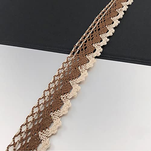 Spitzenband, dekoratives Spitzenband, 10 Yards × 3 cm Spitzenband, Vintage Spitzenbesatz, Baumwoll-Dekoband, Spitzenstoff, Spitzenbesatz(Coffee,5 yards) von EQEQE