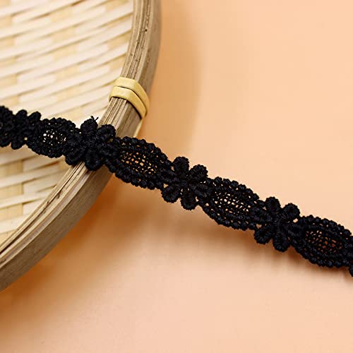 Spitzenband, dekoratives Spitzenband, 20 Yards 1 cm breit, reine Baumwolle, Spitzenbordüre, schmales Nähspitzenbesatz, Spitzenband, Spitzendekorationsband(Black,10Yard) von EQEQE