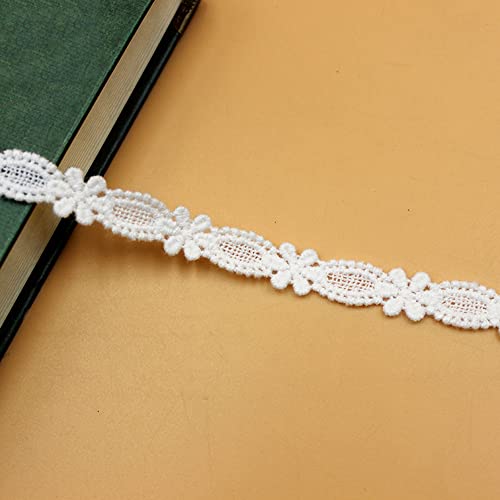 Spitzenband, dekoratives Spitzenband, 20 Yards 1 cm breit, reine Baumwolle, Spitzenbordüre, schmales Nähspitzenbesatz, Spitzenband, Spitzendekorationsband(White,20Yard) von EQEQE