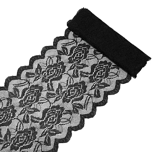 Spitzenband, dekoratives Spitzenband, 3 Yards 15 cm breit, bunte Elastizität, Spitzenbordüre, Spitzenband, Rosenblumenmuster, Spitzenbesatz, schwarz Spitzenband, dekoratives Spitzenband, 3 Yards 15 cm breit, bunte Elastizität, Spitzenbordüre, Spitzenband, Rosenblumenmuster, Spitzenbesatz, schwarz von EQEQE