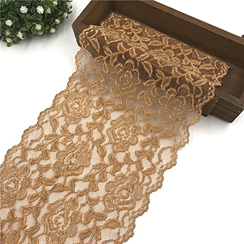 Spitzenband, dekoratives Spitzenband, 3 Yards 18 cm breit, bunte Elastizität, Spitzenbordüre, Spitzenband, Rosenblumenmuster, Spitzenbesatz, dekoratives Band(Rose,10 Yards) von EQEQE