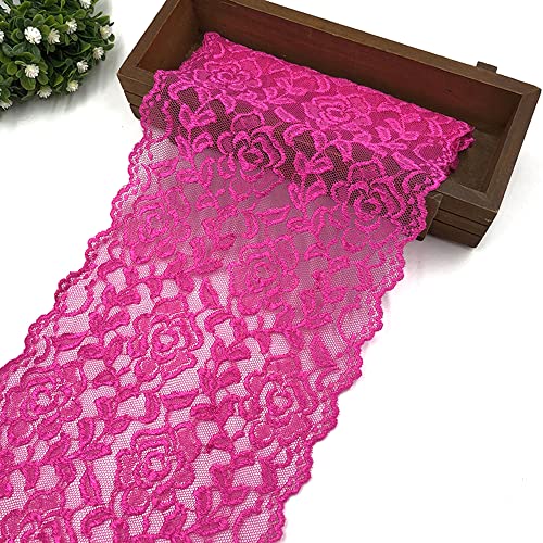 Spitzenband, dekoratives Spitzenband, 3 Yards 18 cm breit, bunte Elastizität, Spitzenbordüre, Spitzenband, Rosenblumenmuster, Spitzenbesatz, dekoratives Band(Rose,5 Yards) von EQEQE