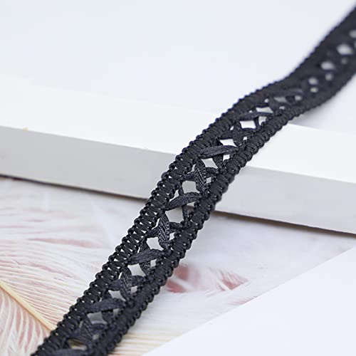 Spitzenband, dekoratives Spitzenband, 3 cm x 20 Meter Damenband, Spitze for Frauen, Kreuz hohl geschnitztes Spitzendesign, Vintage Spitzenbesätze, Spitzendekoration(Black,1.8cmx5yards) von EQEQE