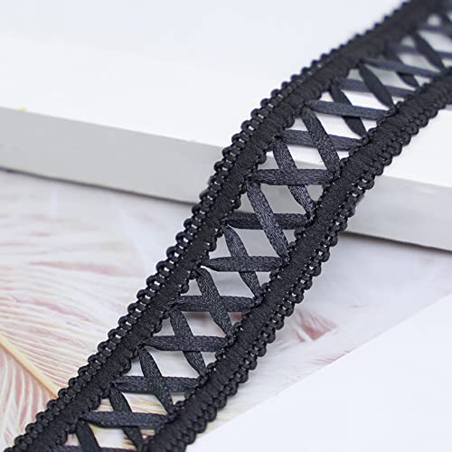 Spitzenband, dekoratives Spitzenband, 3 cm x 20 Meter Damenband, Spitze for Frauen, Kreuz hohl geschnitztes Spitzendesign, Vintage Spitzenbesätze, Spitzendekoration(Black,3cmx5yards) von EQEQE