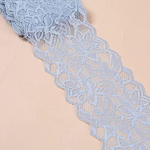 Spitzenband, dekoratives Spitzenband, 4,5 m elastisches Spitzenbordüren-Spitzenband, 8 cm breite bunte Spitzenblumenbordüre, dekorative Spitzenbesatzspitze, Hellgrau Spitzenband, dekoratives Spitzenband, 4,5 m elastisches Spitzenbordüren-Spitzenband, 8 cm breite bunte Spitzenblumenbordüre, dekorative Spitzenbesatzspitze, Hellgrau von EQEQE