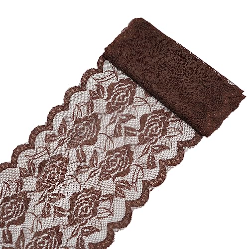 Spitzenband, dekoratives Spitzenband, 5 Yards 15 cm breit, bunte Elastizität, Spitzenbordüre, Spitzenband, Rosenblumenmuster, Spitzenbesatz, dekoratives Band, braun Spitzenband, dekoratives Spitzenband, 5 Yards 15 cm breit, bunte Elastizität, Spitzenbordüre, Spitzenband, Rosenblumenmuster, Spitzenbesatz, dekoratives Band, braun von EQEQE