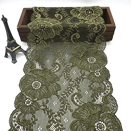 Spitzenband, dekoratives Spitzenband, 5 Yards 18 cm breites Spitzenband Vintage Spitzenbordüre weiße Spitzenbesatz for Basteln for Nähen Basteln(Army Green,5 Yards) von EQEQE
