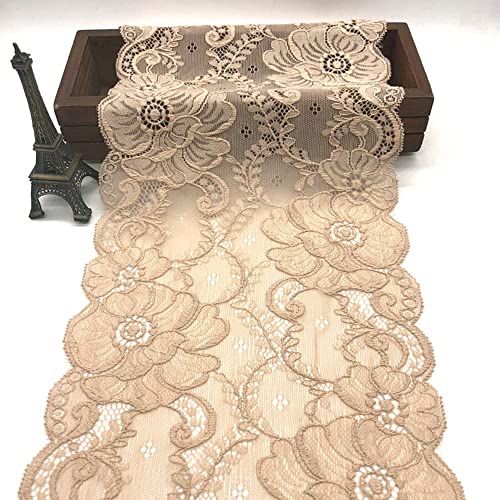 Spitzenband, dekoratives Spitzenband, 5 Yards 18 cm breites Spitzenband Vintage Spitzenbordüre weiße Spitzenbesatz for Basteln for Nähen Basteln(Beige,1 Yard) von EQEQE