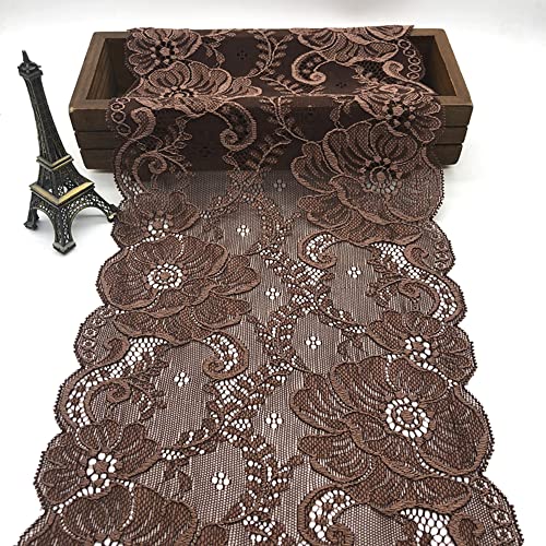 Spitzenband, dekoratives Spitzenband, 5 Yards 18 cm breites Spitzenband Vintage Spitzenbordüre weiße Spitzenbesatz for Basteln for Nähen Basteln(Coffee,3 Yards) von EQEQE