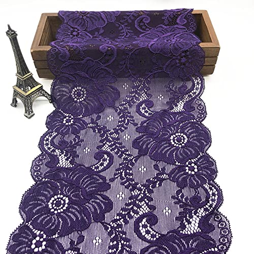 Spitzenband, dekoratives Spitzenband, 5 Yards 18 cm breites Spitzenband Vintage Spitzenbordüre weiße Spitzenbesatz for Basteln for Nähen Basteln(Lila,2 Yards) von EQEQE