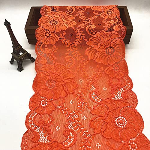 Spitzenband, dekoratives Spitzenband, 5 Yards 18 cm breites Spitzenband Vintage Spitzenbordüre weiße Spitzenbesatz for Basteln for Nähen Basteln(Orange,2 Yards) von EQEQE
