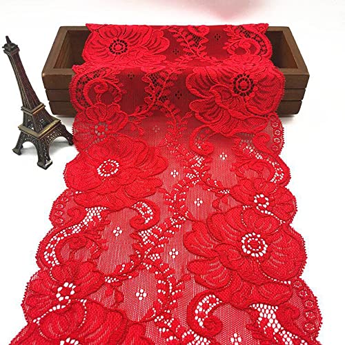 Spitzenband, dekoratives Spitzenband, 5 Yards 18 cm breites Spitzenband Vintage Spitzenbordüre weiße Spitzenbesatz for Basteln for Nähen Basteln(Red,2 Yards) von EQEQE