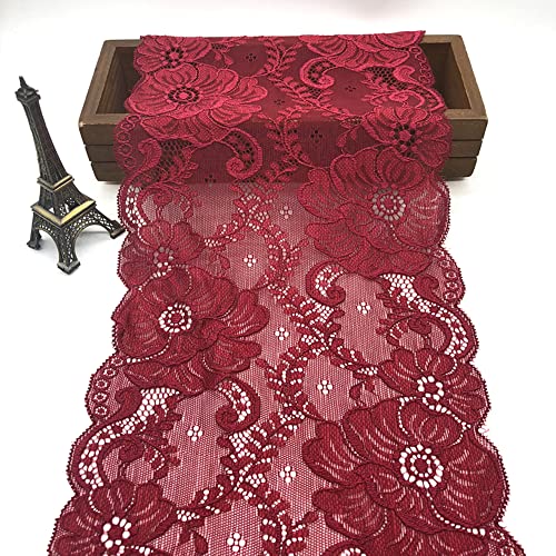 Spitzenband, dekoratives Spitzenband, 5 Yards 18 cm breites Spitzenband Vintage Spitzenbordüre weiße Spitzenbesatz for Basteln for Nähen Basteln(Watermelon red,5 Yards) von EQEQE