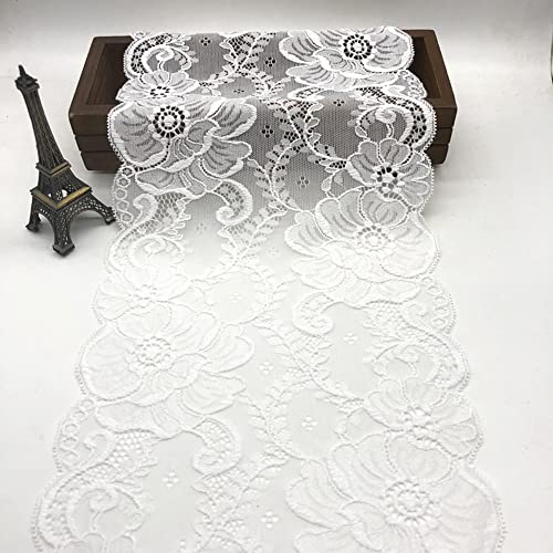 Spitzenband, dekoratives Spitzenband, 5 Yards 18 cm breites Spitzenband Vintage Spitzenbordüre weiße Spitzenbesatz for Basteln for Nähen Basteln(White,5 Yards) von EQEQE