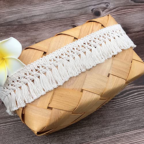 Spitzenband, dekoratives Spitzenband, 9,1 m, 6 cm breit, beige, Baumwollquaste, Spitzenband, Fransenbesatz, Spitzenbesatz for Nähen, Fransenquastenbesatz, Nähzubehör(Beige,10 Yards) von EQEQE