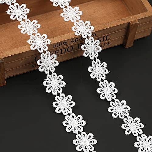 Spitzenband, dekoratives Spitzenband, Vintage Spitzenband, 5 Meter weißes Häkelspitzenband Spitzenbesatz Dekoratives Band(White,10 Yards) von EQEQE
