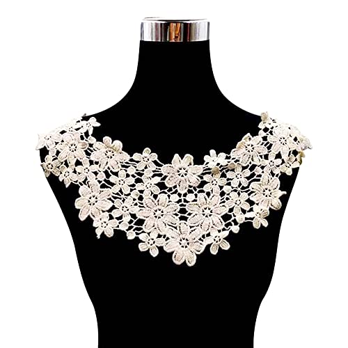 Spitzenband, dekoratives Spitzenband, bestickte Blumen-Spitzenkragen-Applikation, Stickerei-Spitzenbesatz, Häkelspitze, Aufnäher, Spitzenmotiv-Applikation, Gold(Apricot) von EQEQE