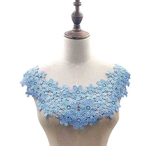 Spitzenband, dekoratives Spitzenband, bestickte Blumen-Spitzenkragen-Applikation, Stickerei-Spitzenbesatz, Häkelspitze, Aufnäher, Spitzenmotiv-Applikation, Gold(Blue) von EQEQE