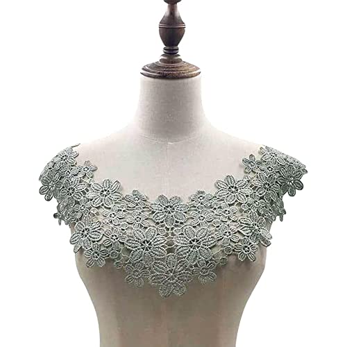 Spitzenband, dekoratives Spitzenband, bestickte Blumen-Spitzenkragen-Applikation, Stickerei-Spitzenbesatz, Häkelspitze, Aufnäher, Spitzenmotiv-Applikation, Gold(Gray) von EQEQE