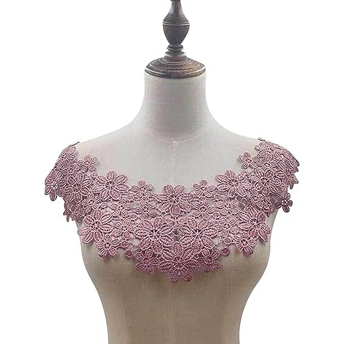 Spitzenband, dekoratives Spitzenband, bestickte Blumen-Spitzenkragen-Applikation, Stickerei-Spitzenbesatz, Häkelspitze, Aufnäher, Spitzenmotiv-Applikation, Gold(Pink) von EQEQE