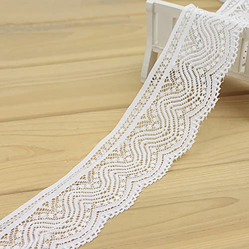 Spitzenband, dekoratives Spitzenband, elastisches Spitzenband, Spitzenborte, Spitzenbesatz, dekoratives Band, Spitzenband for DIY, Geburtstagseinladungen(Bleach,5.4cmx300cm) von EQEQE
