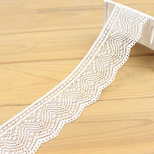 Spitzenband, dekoratives Spitzenband, elastisches Spitzenband, Spitzenborte, Spitzenbesatz, dekoratives Band, Spitzenband for DIY, Geburtstagseinladungen(White,5.4cmx300cm) von EQEQE