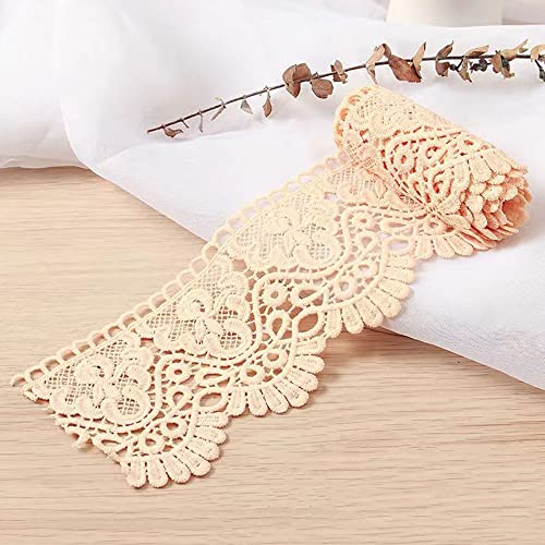 Spitzenband,Deko-Spitzenband,1 Meter 10 cm breit Milchseide Vintage Spitzenbesatz Spitzenbesatz Stickerei Dekoband Spitze Blumenband(Apricot,1 Yard) von EQEQE