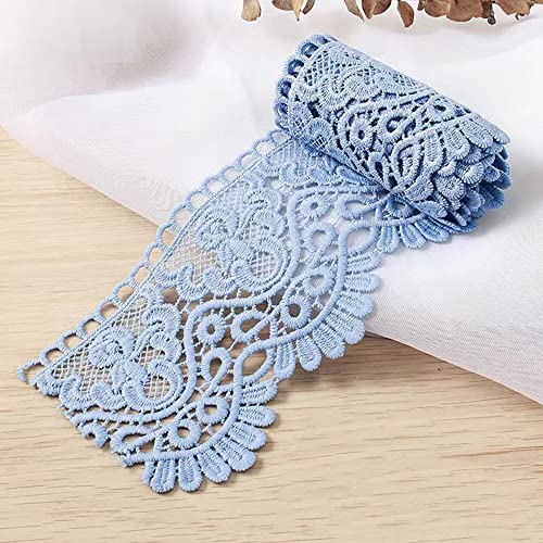 Spitzenband,Deko-Spitzenband,1 Meter 10 cm breit Milchseide Vintage Spitzenbesatz Spitzenbesatz Stickerei Dekoband Spitze Blumenband(Blue,1 Yard) von EQEQE
