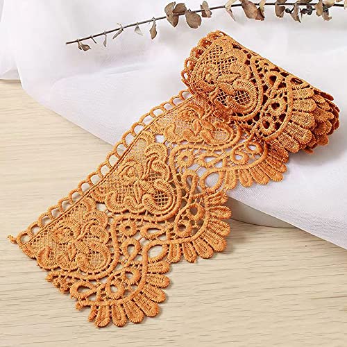 Spitzenband,Deko-Spitzenband,1 Meter 10 cm breit Milchseide Vintage Spitzenbesatz Spitzenbesatz Stickerei Dekoband Spitze Blumenband(Gold,1 Yard) von EQEQE